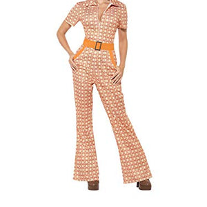 Smiffy's 1970 Jumpsuit Chic Costume (Small, Beige)