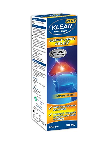 KLEAR Plus Allergy & Sinus Relief Spray - a Non-Medicated Saline Spray to Help with Your Blocked Nose and Sinuses. BonusTwin Pack