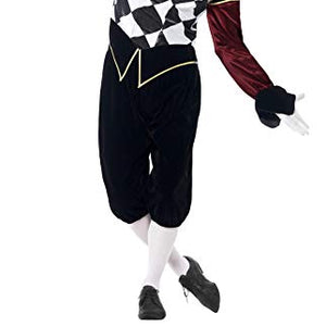 Smiffys Adult men's Gothic Venetian Harlequin Costume, Top, trousers and Collar, Carnival of the Damned, Halloween, Size L, 43653