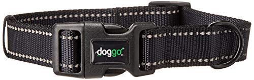 Doggo Reflective Everyday Nylon Dog Collar, Black, Large | Doggo