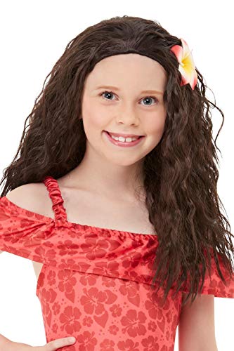 Smiffys 52030 Girls Hawaiian Princess Wig, Brown