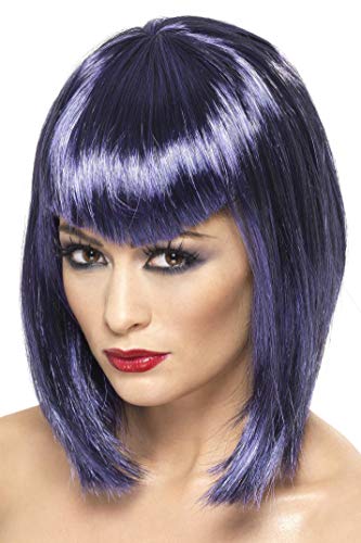 Smiffys Women's Short Purple Blunt Angle Wig with Bangs, One Size Vamp Wig, 5020570320730