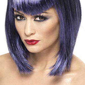 Smiffys Women's Short Purple Blunt Angle Wig with Bangs, One Size Vamp Wig, 5020570320730