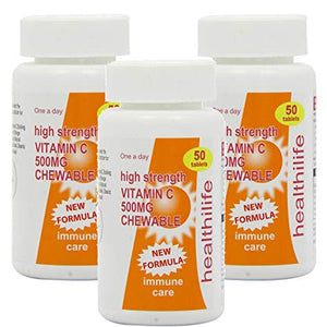 Healthilife Vitamin C 500mg Chewable 3 x 50 Tablets