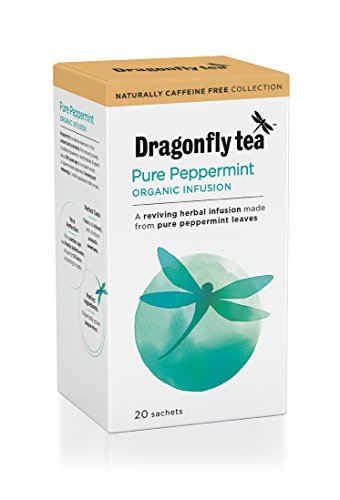 Dragonfly Organic Pure Peppermint Tea 20 Tea Sachets (Pack of 4, Total 80 Sachets)