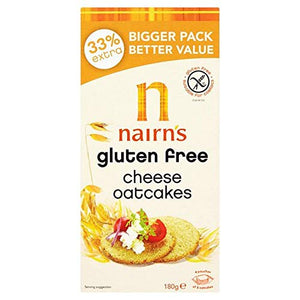 NAIRNS Gluten Free Cheese Oatcakes 33% Extra 180g (PACK OF 1)