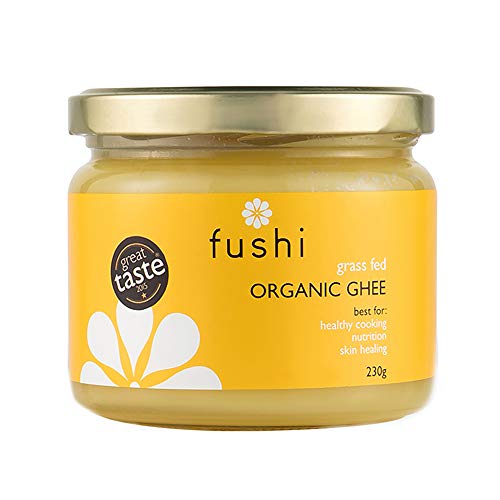 Fushi Organic Ghee 230g – Organic Certified | English Ghee | Vegetarian, Clarified Pure Ayurveda Grass Fed Butter | Ghee Butter from Free Range Grass Fed Cows | Healthy Cooking, Nutrition