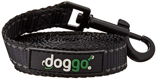 Doggo Reflective Everyday Nylon Dog Lead, Black, Medium | Doggo