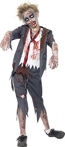 Smiffys Children's Zombie School Boy Costume, Trousers, Jacket, Mock Shirt and Tie, Serious Fun, Size:Large, 43022L