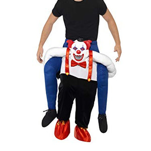 Smiffys Adult men's Sinister Clown Piggy Back Costume, One Piece Suit and Mock Legs, Cirque Sinister, Halloween, One Size, 45201