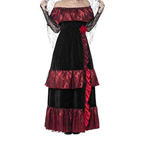 Smiffys Adult Women's Day of the Dead Bride Costume, Dress and Rose Veil, Day of the Dead, Halloween, Size: M, 43739