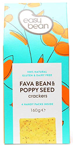 Easy Bean Fava Bean & Poppy Seed Crackers 160g (Pack of 8)