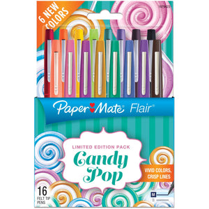 Paper Mate Flair Felt Tip Pens, Medium Point, Limited Edition Candy Pop Pack, 16 Count (1979423)