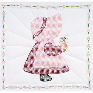 Stamped White Quilt Blocks 18"X18" 6/Pkg-Sunbonnet Girl