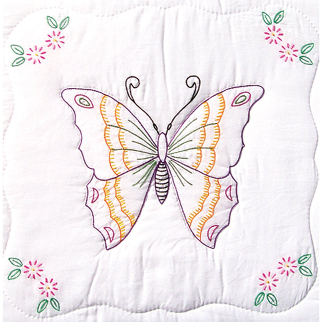 Stamped White Quilt Blocks 18"X18" 6/Pkg-Butterfly