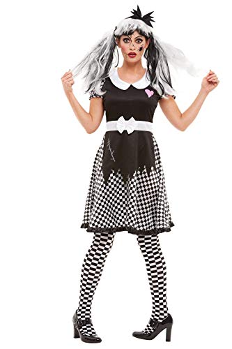 Smiffys 50942M Broken Doll Costume, Women, Black, M - UK Size 12-14