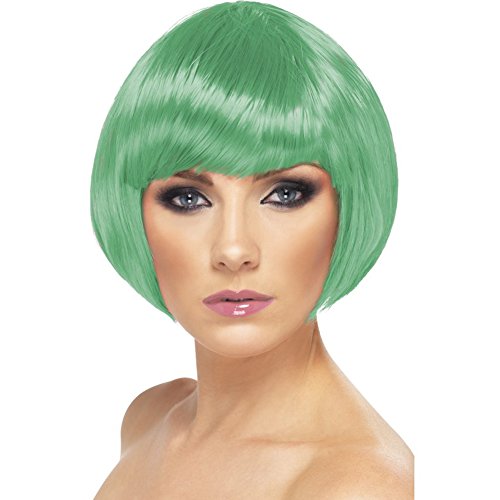 Smiffys Babe Wig Dark Green Short Bob with Fringe One Size 42847