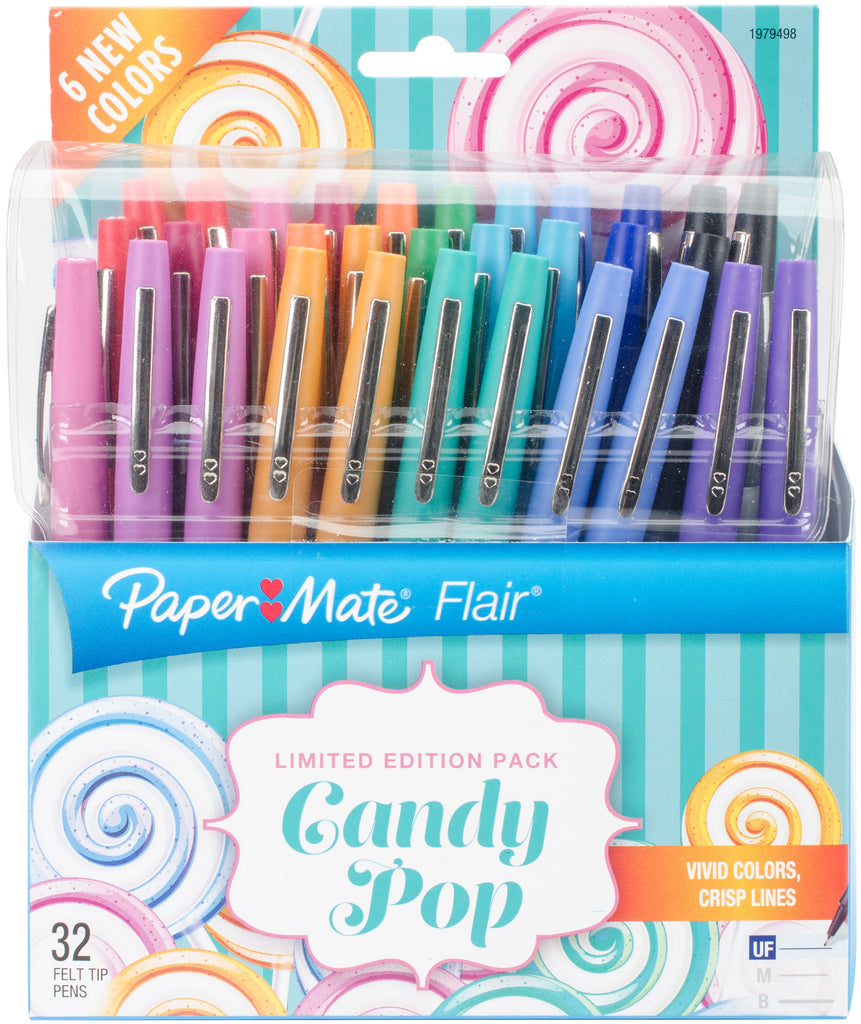 Paper Mate Flair Felt Tip Pens, Ultra Fine Point, Limited Edition Candy Pop Pack, 32 Count (1979498)