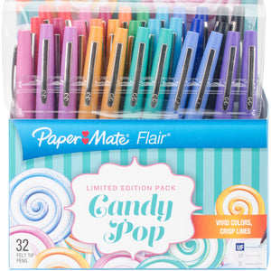 Paper Mate Flair Felt Tip Pens, Ultra Fine Point, Limited Edition Candy Pop Pack, 32 Count (1979498)