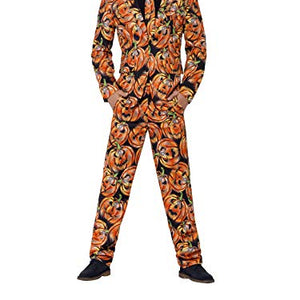 Smiffys Men's Pumpkin Suit, Jacket, Pants & Tie, Size: XL, Color: Black and Orange, 44437