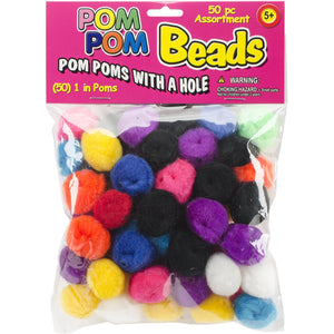 Pepperell Pom-Pom Beads (50/ Pack), 1"