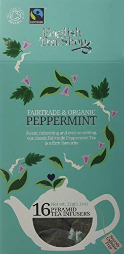 English Tea Shop Organic Fairtrade Peppermint - 16 pyramid Tea bags (Pack of 6)