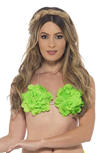 Smiffys Women's Hawaiian Flowered Bra (Neon Green)