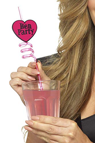 Smiffys 44642 Hen Party Drinking Straws, Pink, One Size