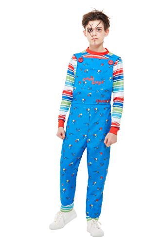 Smiffys 82005L Officially Licensed Chucky Costume, Boys, Blue, L - Age 10-12 years