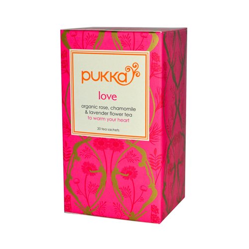 Pack of 5 x Pukka Herbal Teas Love Organic Rose Chamomile and Lavender Tea - Caffeine Free - 20 Bags