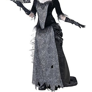 Smiffys Adult Women's Ghost Town Black Widow Costume, Top, Skirt and Hat, Ghost Town, Halloween, Size: L, 24575