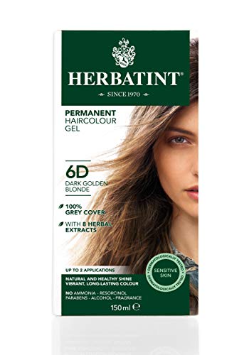 Herbatint Permanent Herbal Hair Colour Gel, 6D Dark Golden Blonde, 150 ml