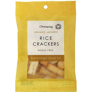 Clearspring Organic Japanese Olive Oil and Salt Rice Crackers, 50g (Pack of 6)