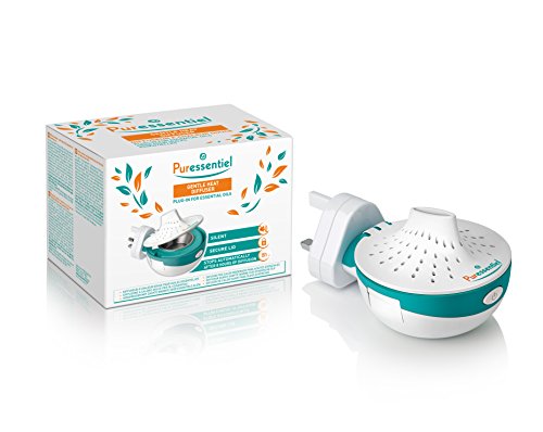 Puressentiel Plug-in Gentle Heat Diffuser for Essential oils – Aromatherapy Diffuser – Aromatic diffusion, silent, clean, effective - For home, office, hotel, spa - Secure lid, UK plug