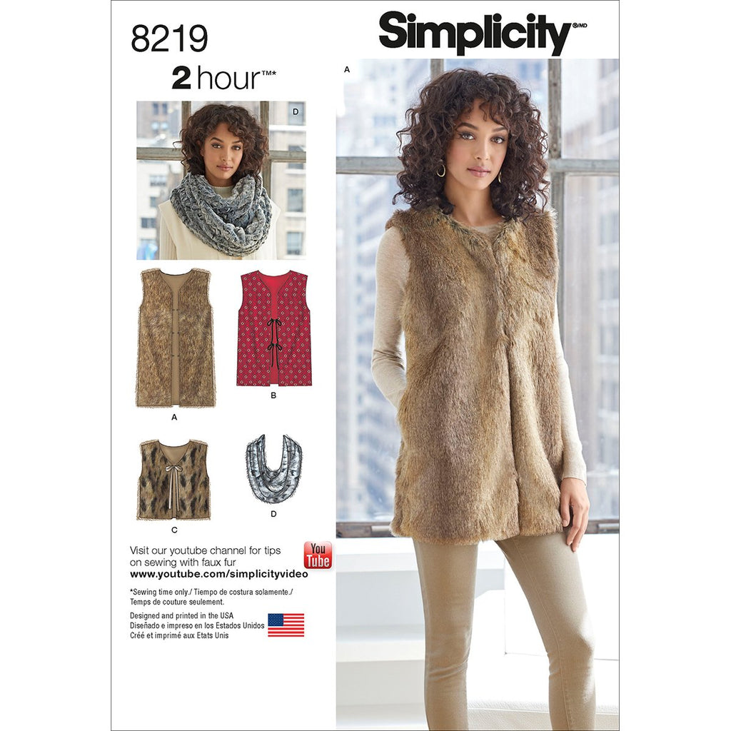 Simplicity Creative Patterns US8219A 8219 Simplicity Pattern 8219 Misses' Line Vest In Three Lengths