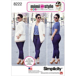 Simplicity Pattern 8222 R5 Mimi G Bomber Jacket and Stretch Skinny Jeans, Size 14-16-18-20-22