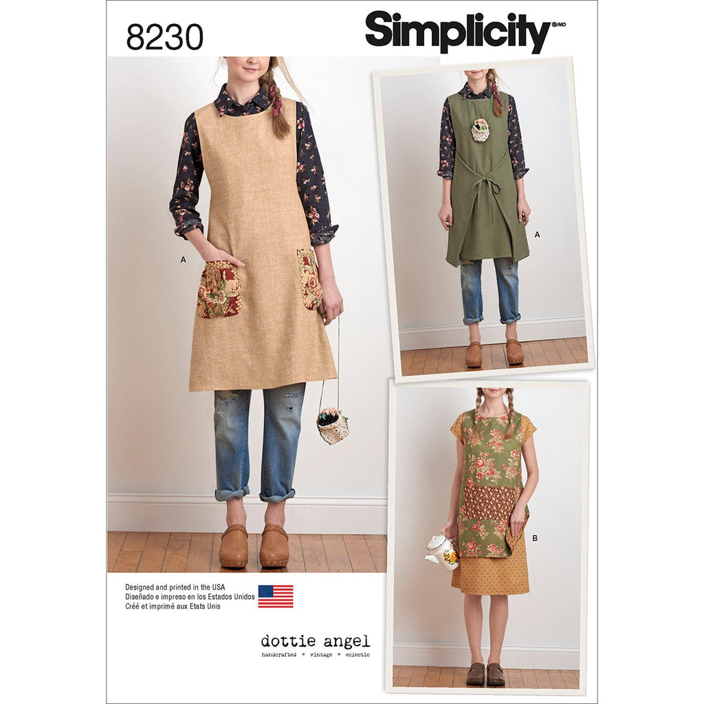 Simplicity Creative Patterns US8230A 8230 Simplicity Pattern 8230 Misses' Dottie Angel Reversible Apron Dress & Tabard