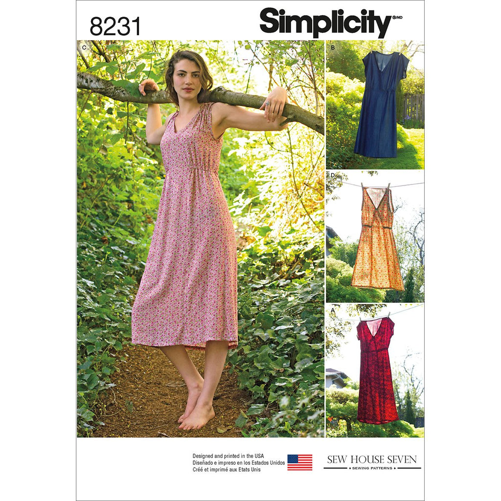 Simplicity Pattern 8231 H5 Misses' Dress in Two Lengths by Sew House Seven, Size 6-8-10-12-14