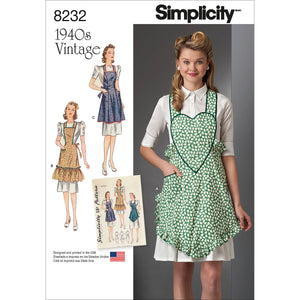 Simplicity Creative Patterns US8232A 8232 Simplicity Pattern 8232 1940'S Vintage Aprons