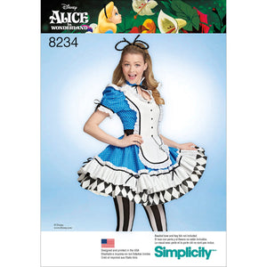 Simplicity Creative Patterns 8234 H5 Misses' Alice in Wonderland Cosplay Costume Pattern, Size 6-8-10-12-14