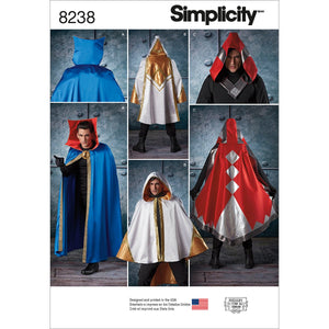 Simplicity Creative Patterns US8238OS 8238 Simplicity Pattern 8238 Misses', Men's & Teen's Cape Costumes