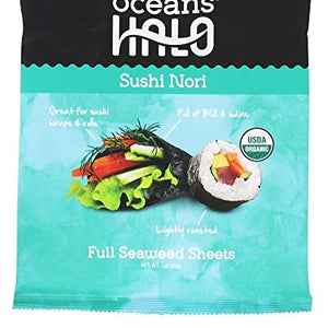 Ocean's Halo Sushi Nori Full Seaweed Sheets 28g (Pack of 12)