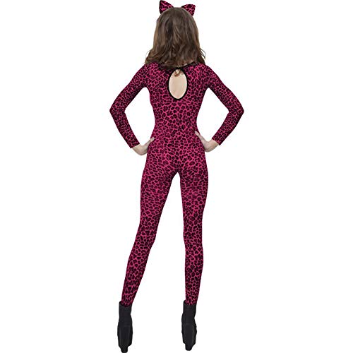 Leopard Print Pink Bodysuit, One Size, Womens