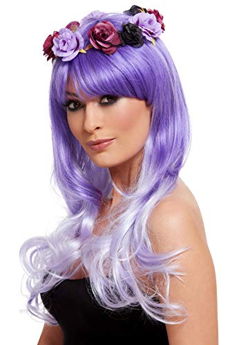 Smiffys 61120 Day of The Dead Glam Wig, Women, Purple