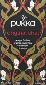 Original Chai Tea Bags - Organic & Fair Cinnamon Bark, Ginger Root and Cardamom Seed