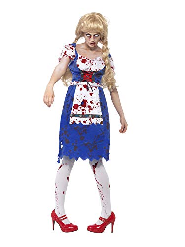 Smiffys Women's Zombie Bavarian Female Costume, Dress, Size: S, Colour: Blue, 24319