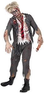Smiffys Adult men's High School Horror Zombie Schoolboy Costume, Jacket, Attached Shirt, Tie and trousers, High School Horror, Halloween, Size S, 32928