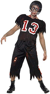Smiffy's American Footballer Zombie Costume, Top, Trousers & Helmet, Size: S, Colour: Black, 32908