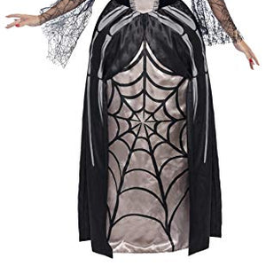 Smiffys Adult Women's Black Widow Baroness Costume, Printed Dress, Carnival of the Damned, Halloween, Size: L, 43741