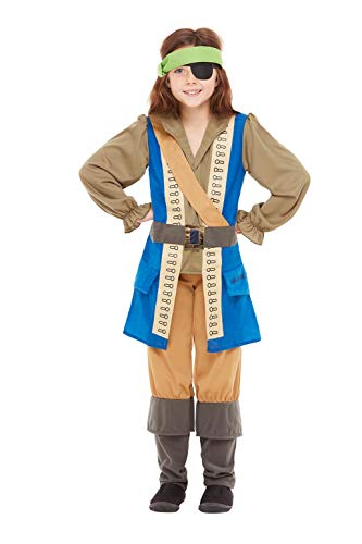 Smiffys 48779S Officially Licensed Horrible Histories Pirate Captain Costume, Unisex Children, Blue, S - Age 4-6 years